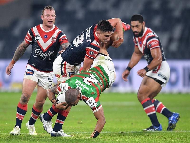 Roosters' Victor Radley will fight a one-match ban for this tackle on Rabbitohs' Dane Gagai.