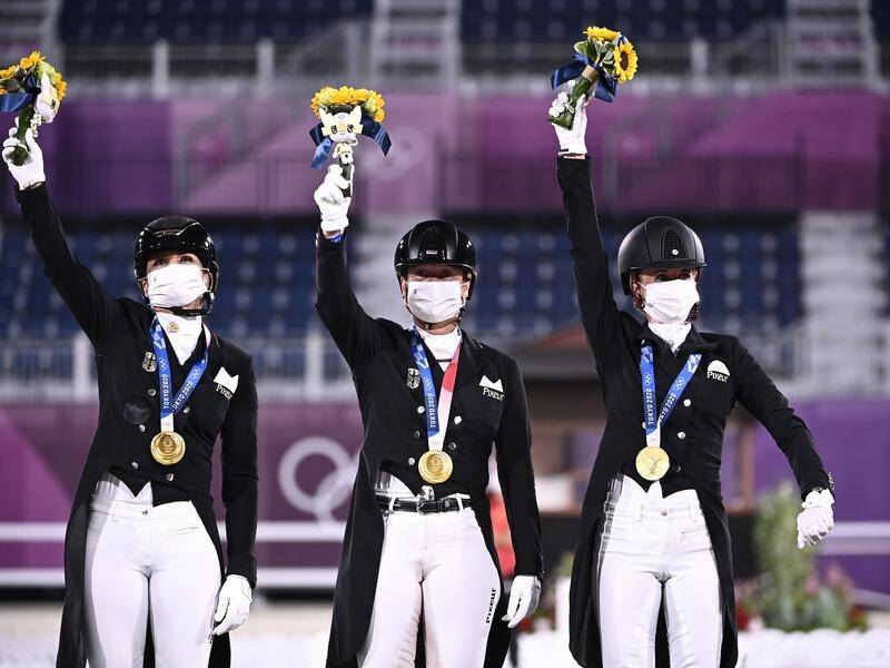 Powerhouse Germany is celebrating another Olympic dressage team gold medal.