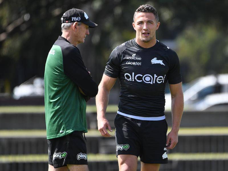 Rabbitohs captain Sam Burgess (R) will lead from the front in the semi-final against Manly.