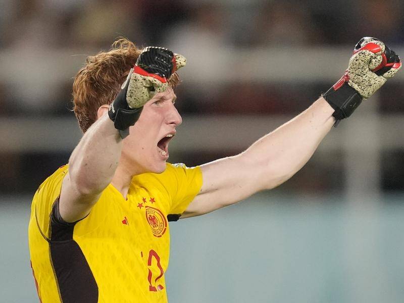 Germany keeper Konstantin Heide after making a save in their U17 World Cup final win over France. (AP PHOTO)