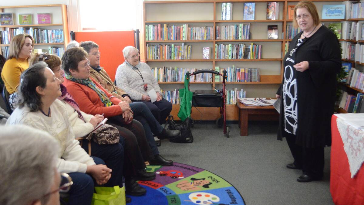 Author Valerie Parv speaking at the library yesterday.