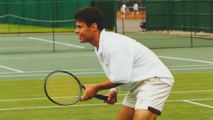 Frydenberg playing tennis in his younger days. Picture: Supplied