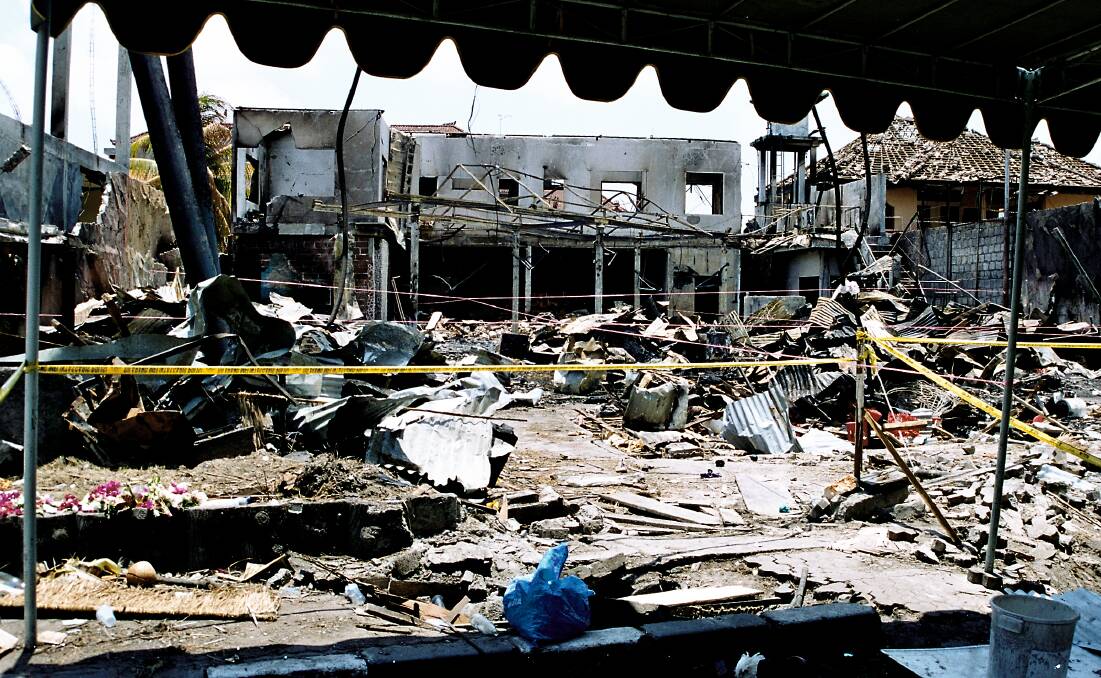 The Sari Club in Bali after the bomb was detonated on October 12, 2022. Picture by AFP