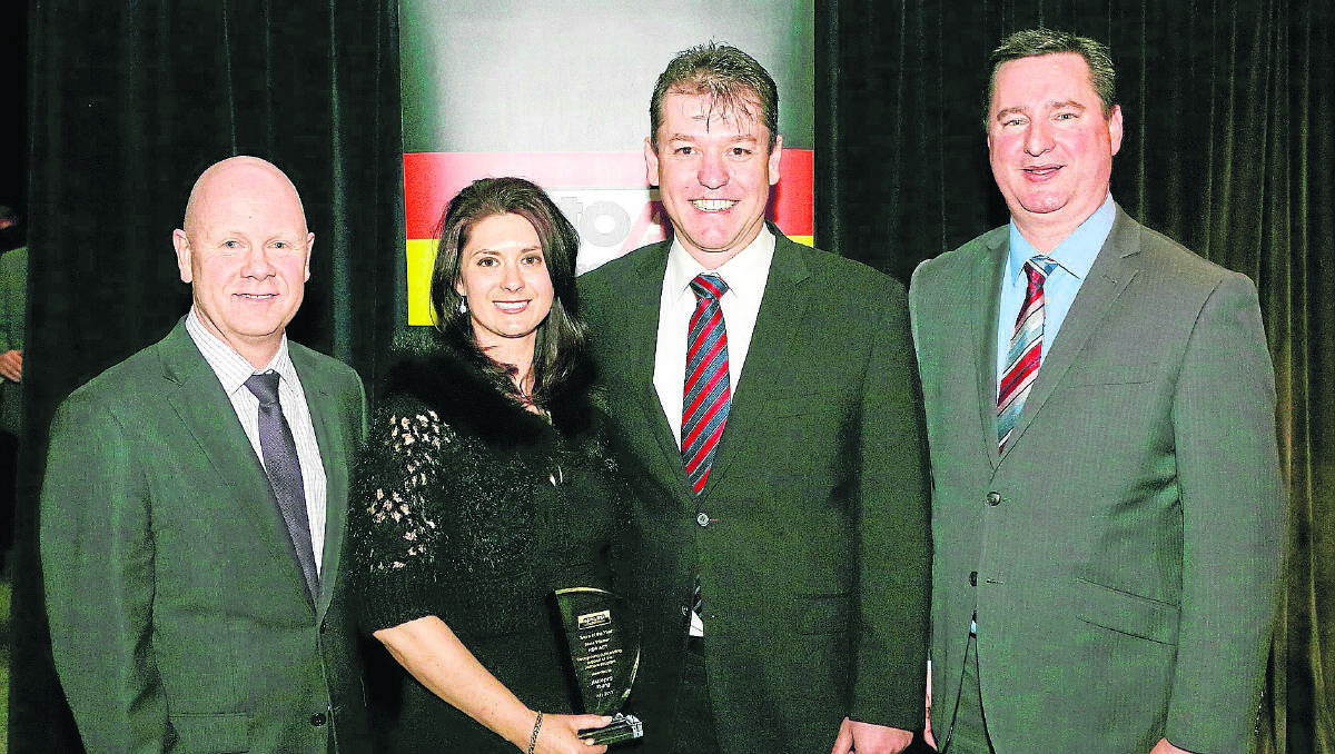 STORE OF THE YEAR: Emma and Jamie Torr of Autopro Young proudly accepted their state award from national retail director Peter Tilley (left) and national Autopro manager Mark Geraghty.   (sub)