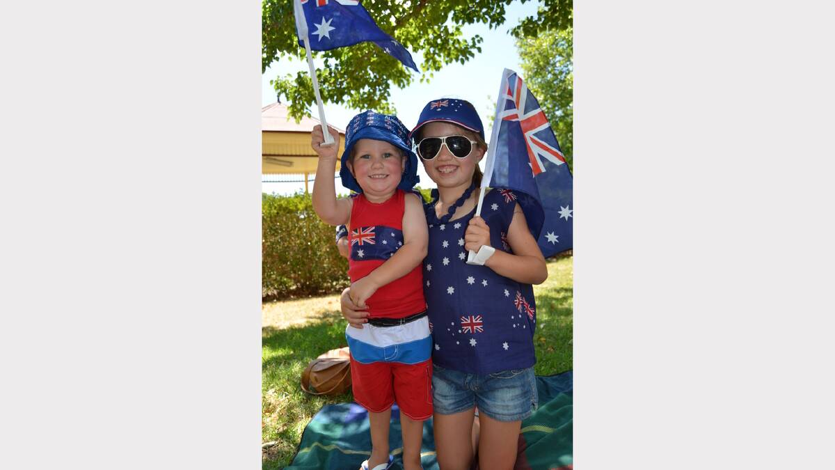 AUSSIE AUSSIE AUSSIE: The warm conditions on Saturday provided the perfect backdrop for Australia Day celebrations in Carrington Park, and the perfect opportunity for people to get right into the Aussie spirit, like youngsters Clancy (2) and Matilda (7) Keenan.