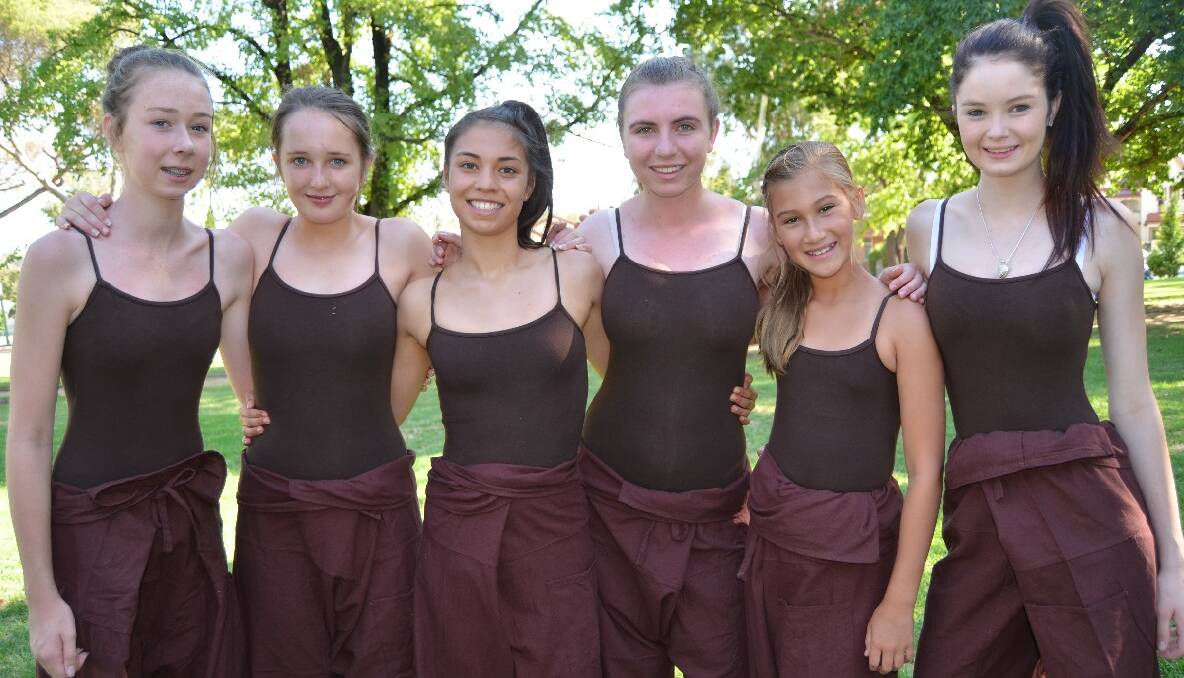 JUST DANCE: The dancers from Karen Leez School of Dance – Maddi Ryan, Isabel Gahan, Christina Hanley, Ciara Fitzgerald, Lara Kirkwood and Courtney Martin – entertained the crowd at the Australia Day celebrations.   